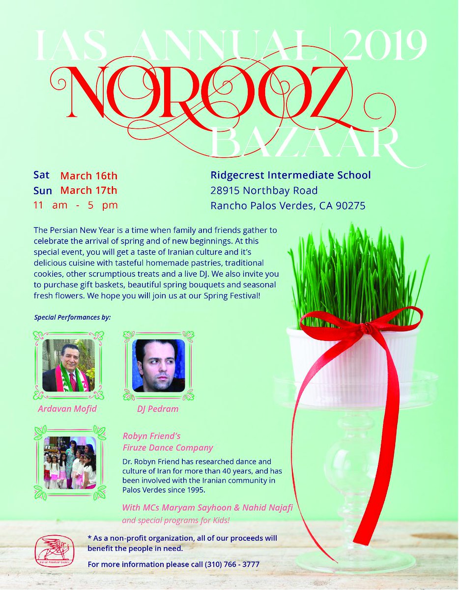 iascal_org's tweet image. IAS Norooz Bazaar 2019 on March 16th and 17th