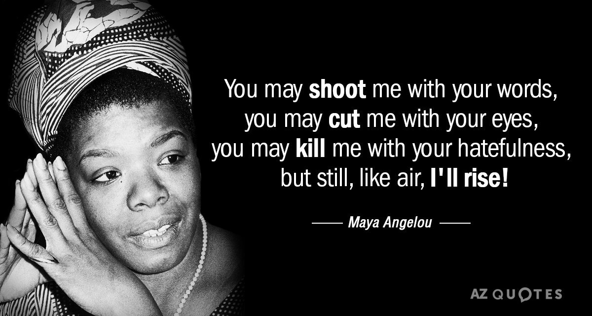 CSUNWRRC's tweet photo. In celebration of Black History Month, let's take in these powerful words from the amazing Maya Angelou! ♀️💪🏿💜 https://t.co/ofLVOcnTKd