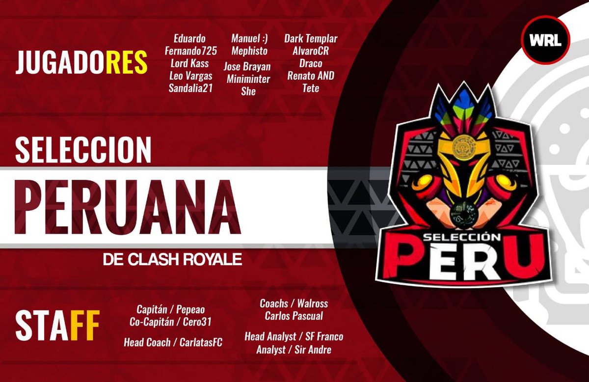 Sin esperar mas, aqui les dejamos nuestro roster para la primera competencia internacional que para nosotros inicia este 23/Feb a las 16:00hrs 🇵🇪, la <a href="/WorldLeagueCR/">World Royale League</a>! 

Esten seguros que dejaremos todo en la arena. #TeamPE🇵🇪