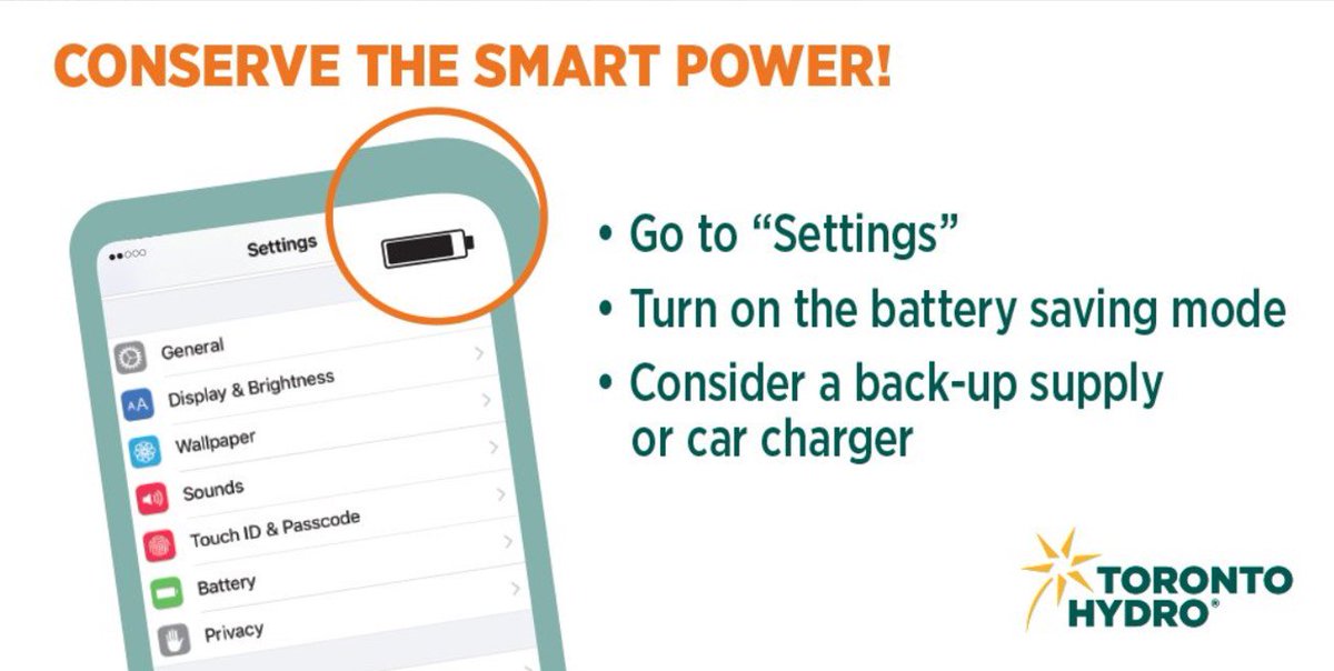Toronto Hydro On Twitter Power Out Don T Forget To Turn On The Battery Saving Mode On Your Smart Phone Until The Power Is Restored So You Can Keep Getting Updates From Us
