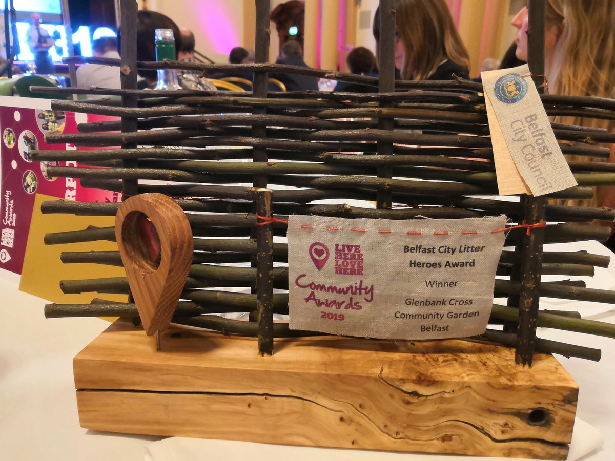 Glenbank Cross Community Garden Belfast our award we won last night at the Live Here Love Here awards in the Belfast City Hall...