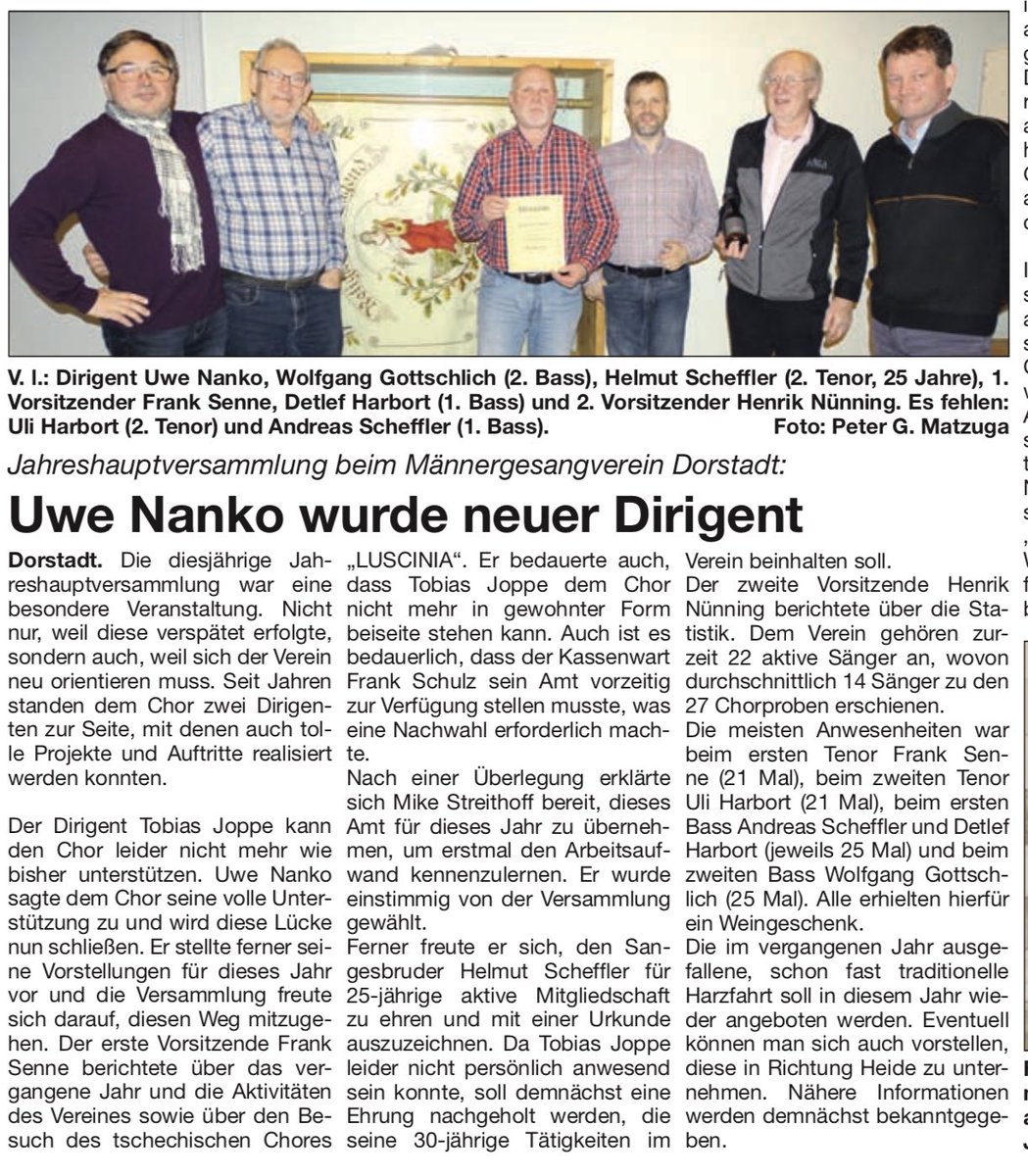Dorstadt_38312's tweet photo. Wolfenbütteler Schaufenster vom 13. Februar 2019

#Dorstadt #Gemeinde #Oderwald #Samtgemeinde #MGV #Männergesangverein #JHV #Jahreshauptversammlung #Senne #Schulz #Streithoff #Harbort #Gottschlich #Nünning #Scheffler #Nanko #Matzuga https://t.co/CdJLx4L4rY