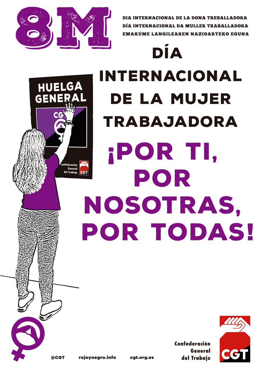 🎥📸#RuedaPrensa #HuelgaGeneral #8M 🙆🏽‍♀️  

Presentamos el preaviso de Huelga General para el próximo 8 de marzo de 2019, Día Internacional de la Mujer Trabajadora.    

📅14 de febrero. 
🕐12'00 horas. 
🏦Ministerio de Trabajo. Paseo de la Castellana, 63. Madrid.