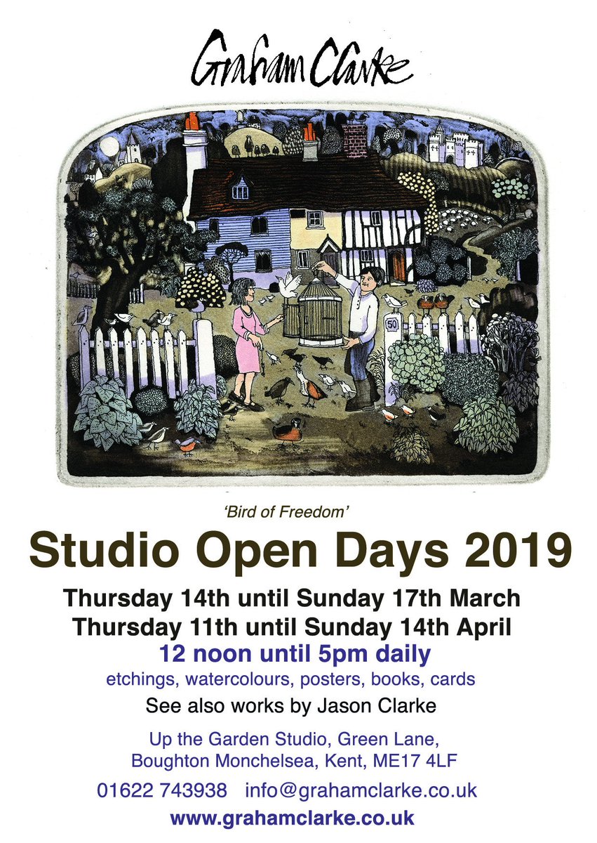 Spring Open Days in my studio gallery in #Kent. All welcome.GC grahamclarke.co.uk for info #etchings #printmaking #handmade #shoplocal