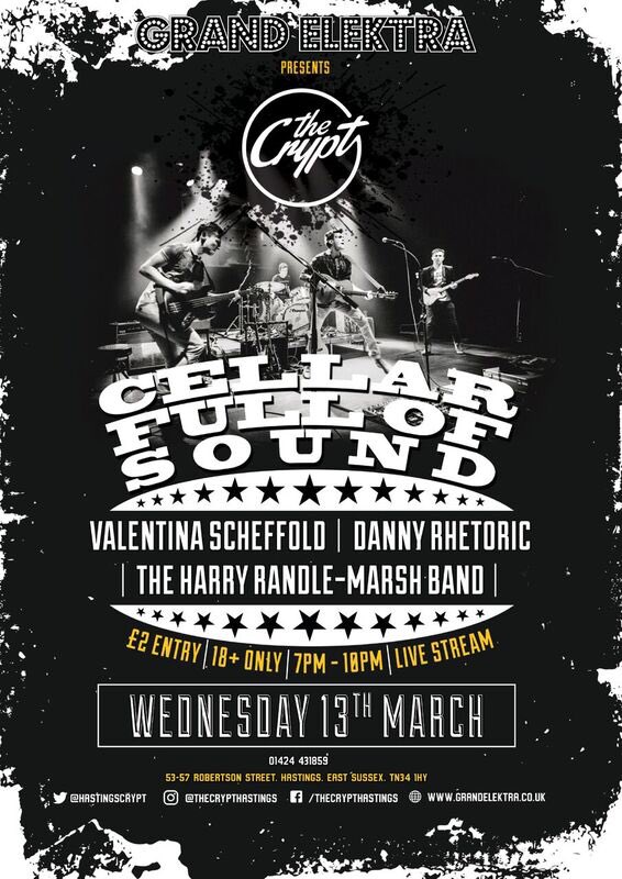 🎶 Cellar Full of Sound - Episode 2 🎶

‼️ Wednesday 13th March ‼️

Announcing our next performing acts: 

🎸 The Harry Randle-Marsh band 🎸

🎤 Valentina Scheffold 🎤

🎼 Danny Rhetoric 🎼

Don’t miss out on this next episode! 

£2 on the door 
🚫 18 + 🚫
Doors open from 7pm