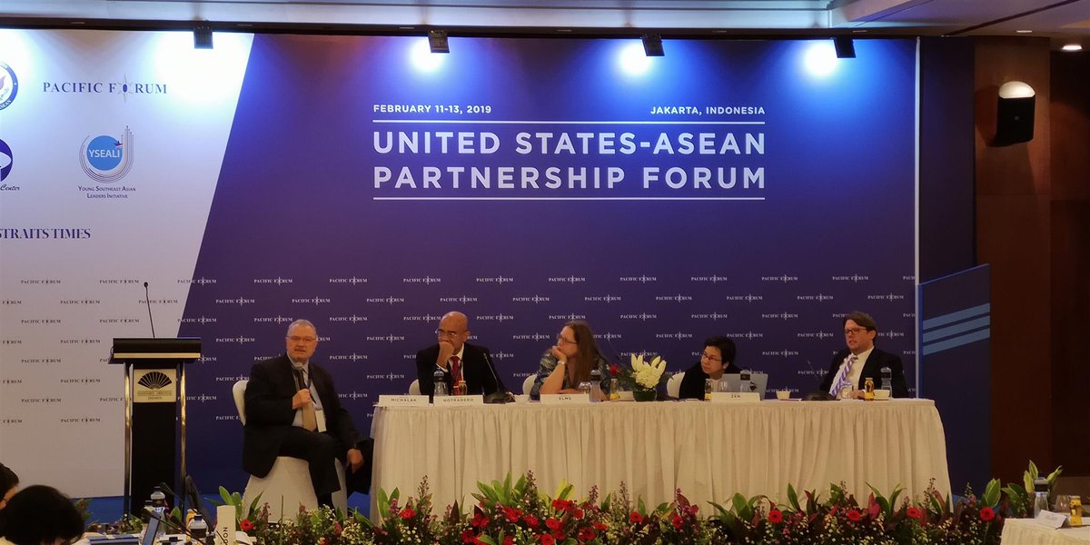 Our SVP &amp; Regional MD Amb. Michalak chairing a panel on #US-#ASEAN Economic Relations alongside reps from <a href="/ATradeCentre/">AsianTradeCentre</a>, <a href="/IDX_BEI/">IDX</a> <a href="/ERIAorg/">ERIA</a> &amp; Fulbright University of Vietnam. Thanks to <a href="/PacificForum/">Pacific Forum</a> for having us! #ASEANMatters