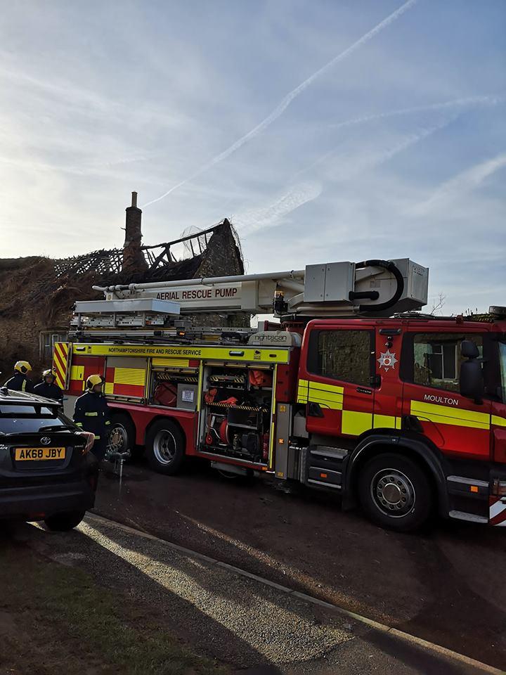 Collyweston's tweet photo. Major fire in #Bulwick village shop last night. Village still shut off. #horrified That was a beautiful shop. https://t.co/woDrVZ5IrV