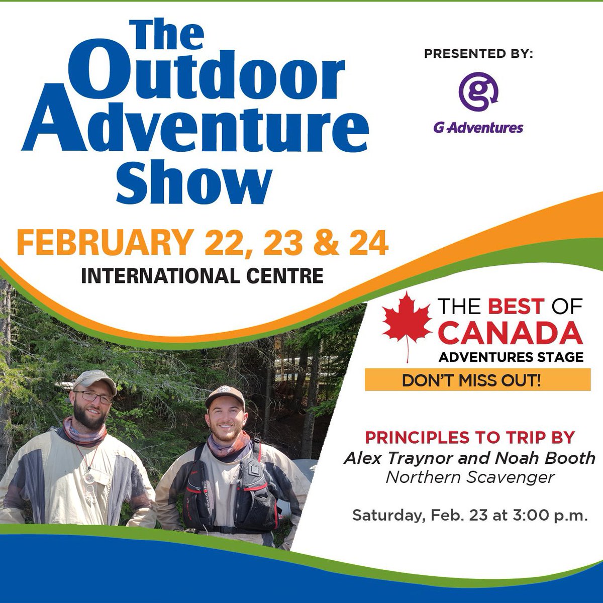 We are speaking at the <a href="/OutdoorAdvShow/">Outdoor Adven. Show</a> in Toronto this year! We will be in the theatre outside the main show area at 3pm on Saturday February 23rd. Hope to see you there!
.
#FindYourNorth #NorthernScavenger #OAS #OASToronto