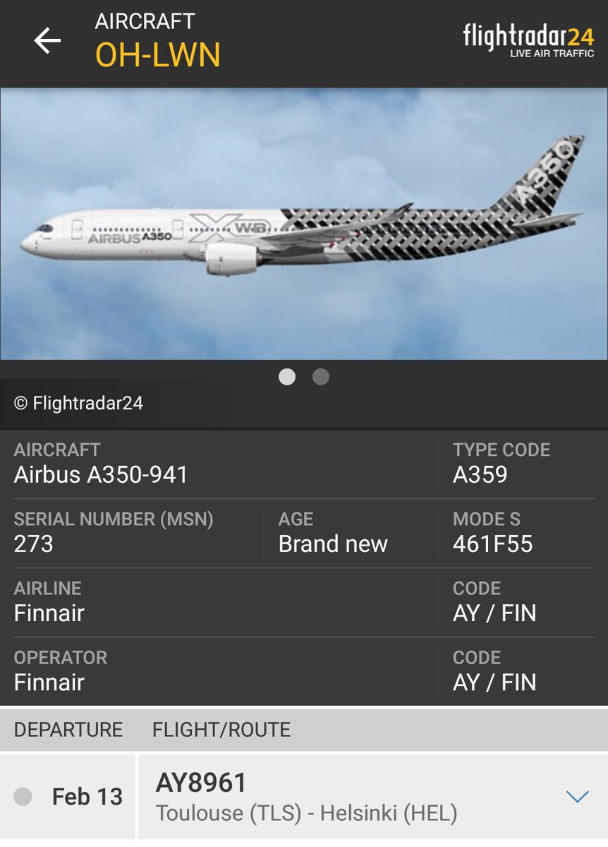 HeikkiPekkanen's tweet photo. Kevättä kohti mennään, mutta "marraskuu" saapuu 🛬
Uutta #a359xwb kalustoa kotiutumassa näköjään tänään 👍

#finnair #AY8961 #ohlwn #WhiskeyNovember https://t.co/GeT9pHG37n