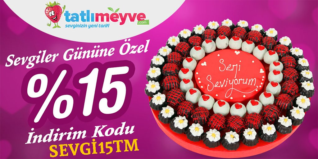 Tatlimeyvecom's tweet photo. https://t.co/Ys7C0Wv6Cl dan Sevgiliiler gününe özel indirim kodu SEVGİ15TM ile %15'indirimli meyve sepeti siparişi vererek onu mutlu edebilirsiniz. https://t.co/mO2honZTrC