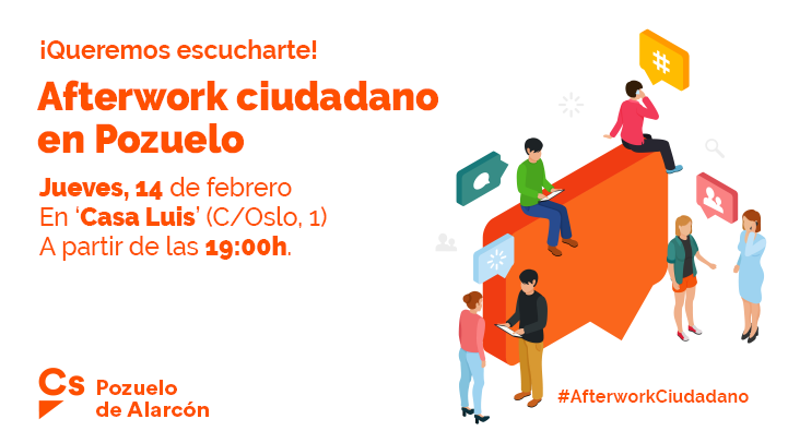 CsPozuelo's tweet photo. 📆 Si quieres hacer propuestas, dar ideas o conocer iniciativas sobre #Pozuelo, ¡te esperamos mañana! en el #AfterWorkCs #CentradosEnPozuelo👇 https://t.co/crxvRV4RDw