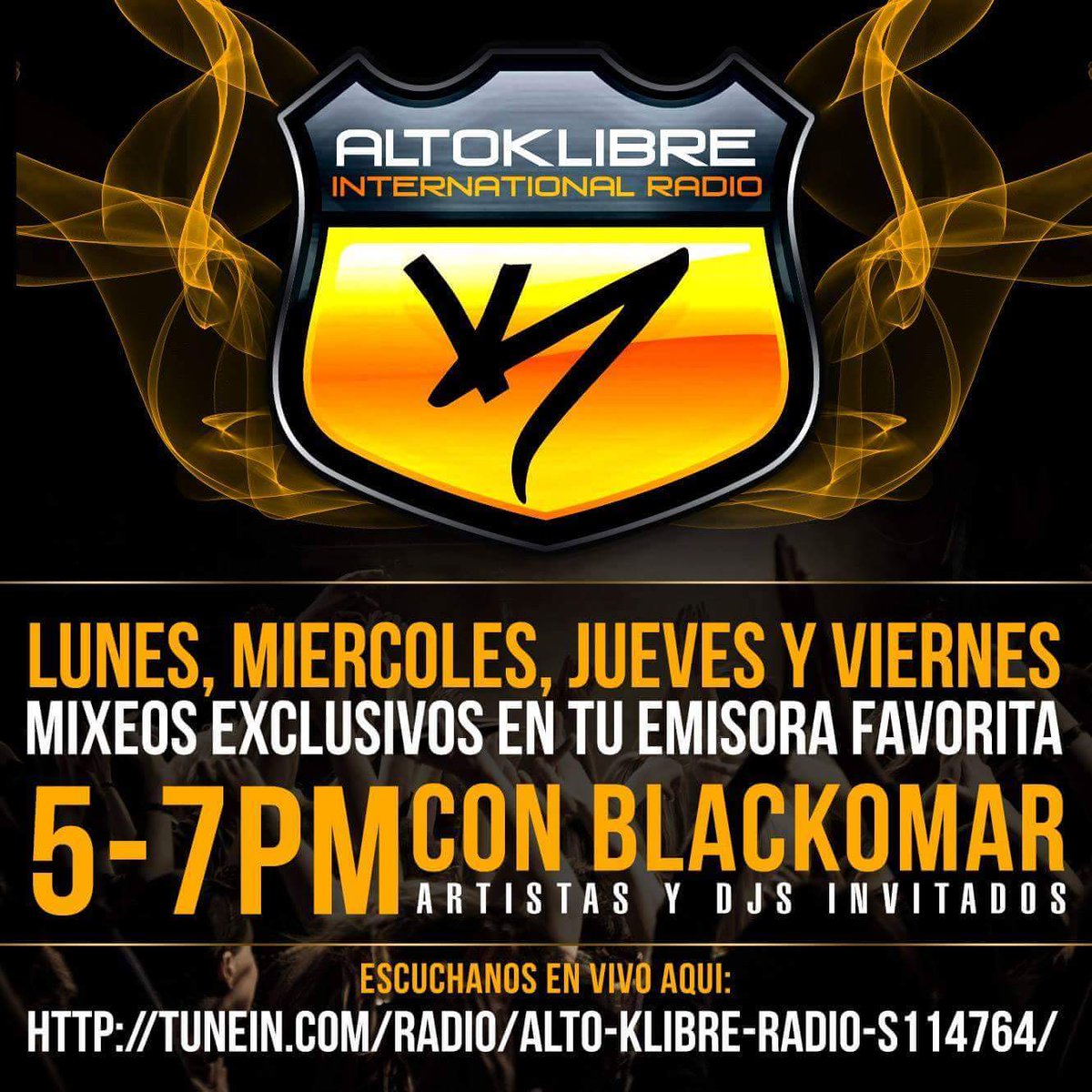 BLACKOMAR's tweet photo. Lunes y miércoles sonando tus #Top40 #Merengues #Salsa #Bachatas #Reggaeton #poplatino y más en tu #Emisora #AltoKlibreRadio sintoniza ahora
https://t.co/znuxY2iELZ https://t.co/2Y8Zb3mH7b