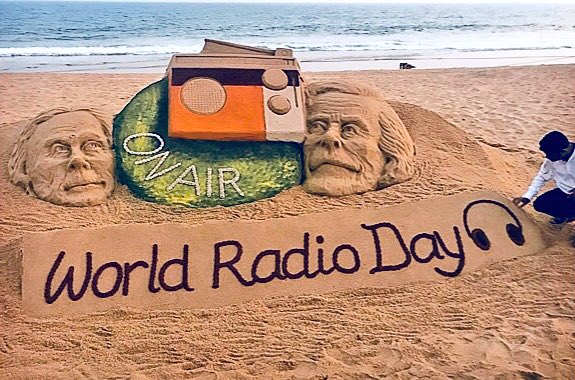 #WorldRadioDay 2019 around the theme of 'Dialogue, Tolerance, and Peace.' Let us thrive the art of communication . My SandArt at puri beach in Odisha.