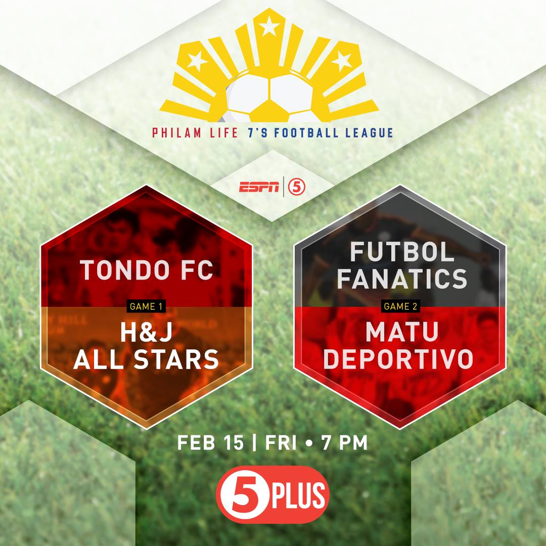 OneSportsPHL's tweet photo. Philam Life @7sFL_ph | #PL7sFLon5Plus #PL7FL
7:00 PM - Tondo FC vs H & J All Stars
9:00 PM - Futbol Fanatics vs Matu Deportivo
π
February 15
πΊ 5 Plus https://t.co/q5ZByjulNV