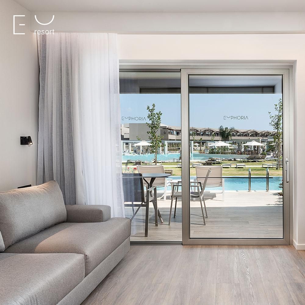 Liberate yourself from all the stress by choosing your favorite suite of ultimate tranquility, luxury and elegance. Book now from our website! #euphoriaresort #familyresort #allinclusive #crete #chania #greece