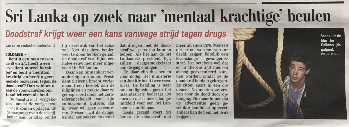 Stoere taal of een feit #doodstraf terug van weggeweest in #SriLanka ? Death penalty #warondrugs fiction or true?