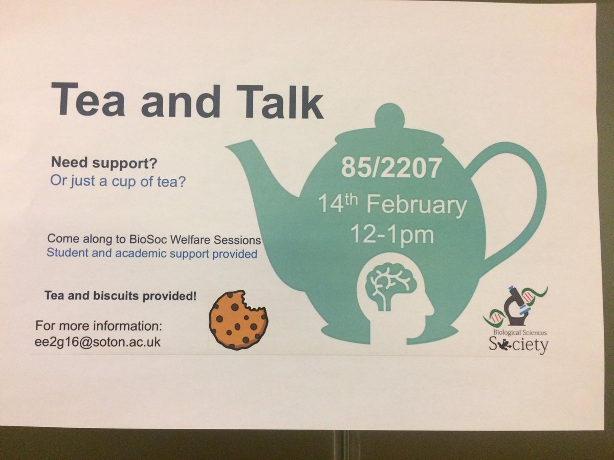 Great initiative by students ⁦<a href="/sotonbiosci/">Biological Sciences</a>⁩ - and they make a decent cup of tea too!