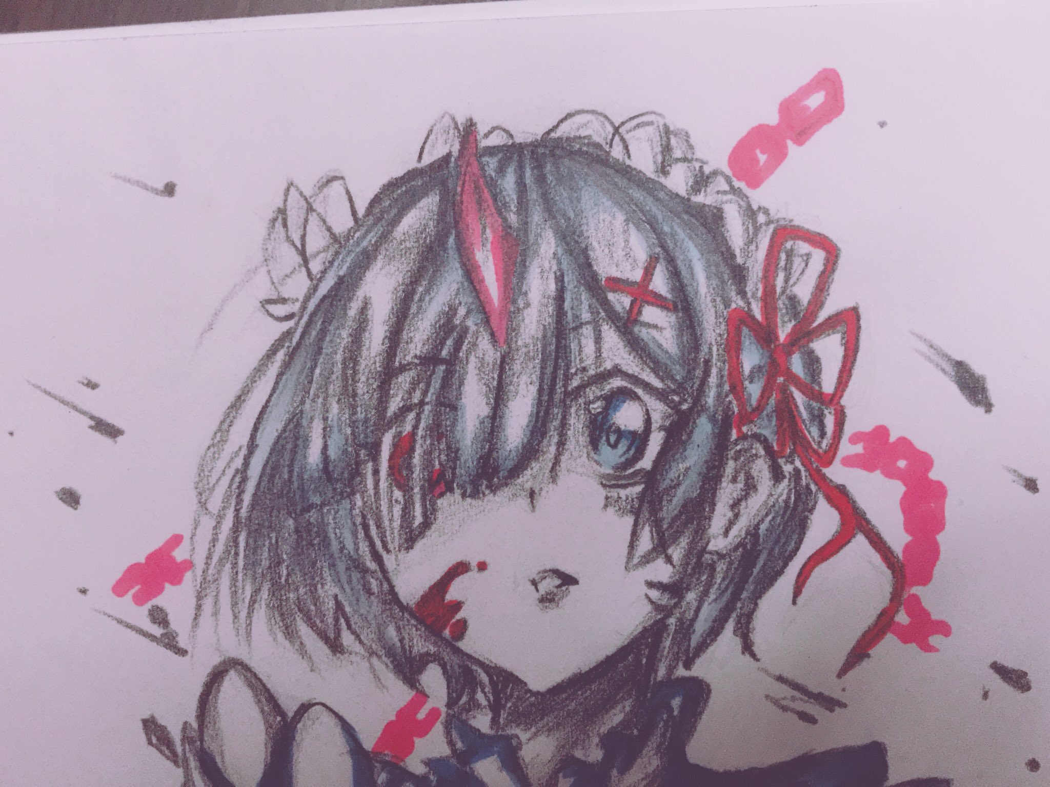 さと丸 レム描いた ๑ ๑ イラスト アニメキャライラスト レムイラスト T Co 9hc7jctkqr Twitter