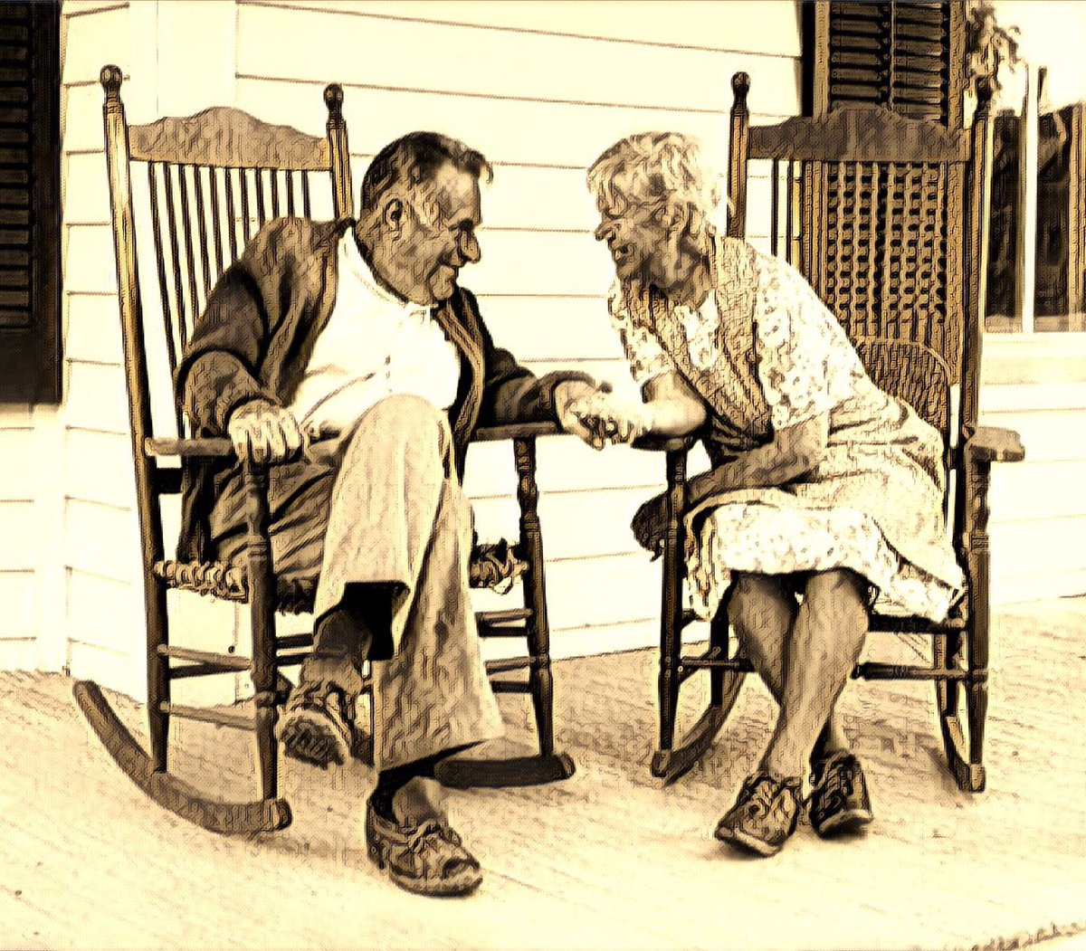 derickijohnson's tweet photo. Silhouettes
In the #downlight
A sweet first kiss
We shared

Surprise
Culmination
Of a date
Took on a dare

Fooled ourselves
Just having fun—
Not going
Anywhere

Seductive
The back &amp; forth
That made One
From a Pair

Now
The back &amp; forth
Is just our two
Old rocking chairs
#vss365 https://t.co/ywPu2dY2em