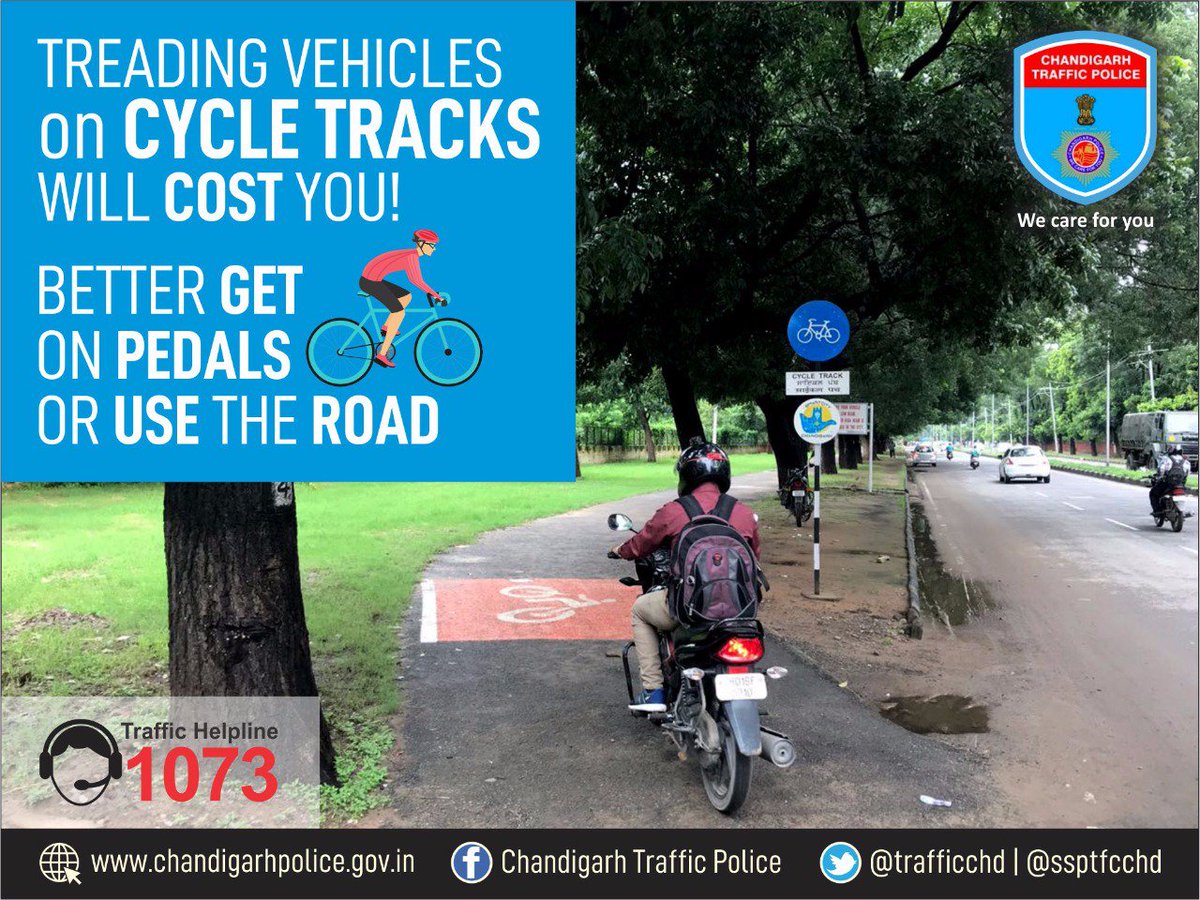 ssptfcchd's tweet photo. Cycle track is meant only for non-motorised transport (NMT).
It is not a #shortcut for motor vehicles.
Driving motor vehicle on cycle track is a very serious offence.
It is not worth the risk.
Respect the street rights of #pedestrians &amp; #cyclists.
#WeCareForYou https://t.co/F7wLISZh4x