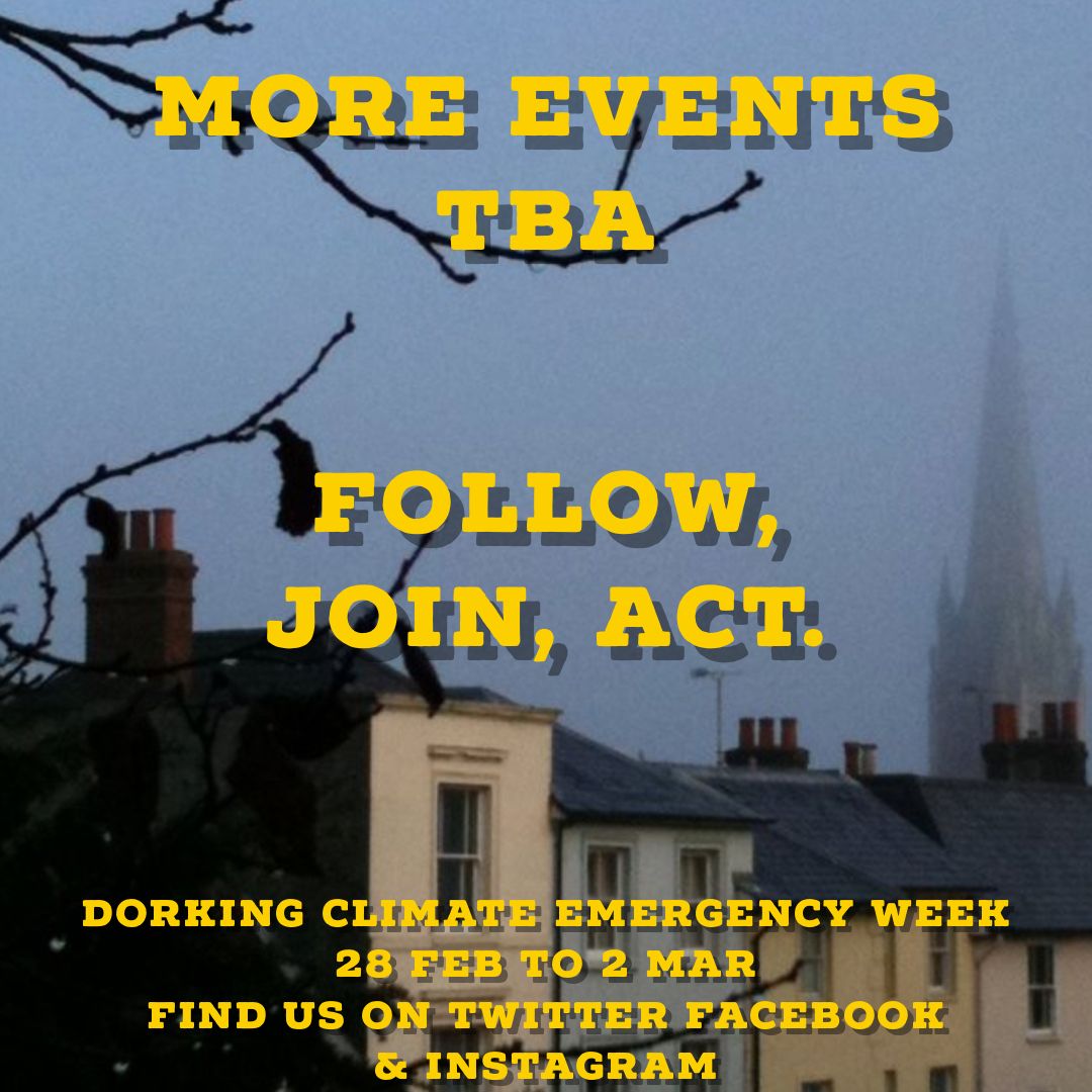 DorkingClimate's tweet photo. Join us - more events announced soon at https://t.co/bjMMKB3Zmk #Dorking #ClimateEmergency https://t.co/Kswsbw9NyF