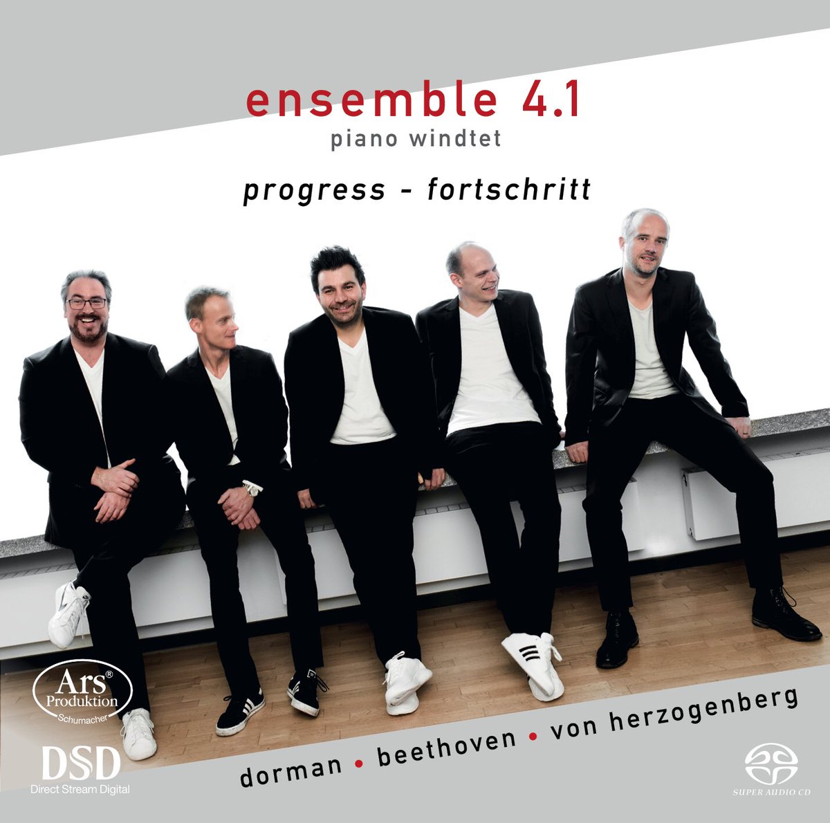 ensemble_4_1's tweet photo. CD-RELEASE: ensemble 4.1 - #progress
finally it‘s out: our new CD with the thrilling masterpiece „Jerusalem Mix“ by #avnerdorman framed by Piano Windtets Beethoven and #Herzogenberg . It‘s a real progress !!! #pianowindtet #sudbrackmusik #marianneschmockerartists #forartists https://t.co/uJ8ncNsO28