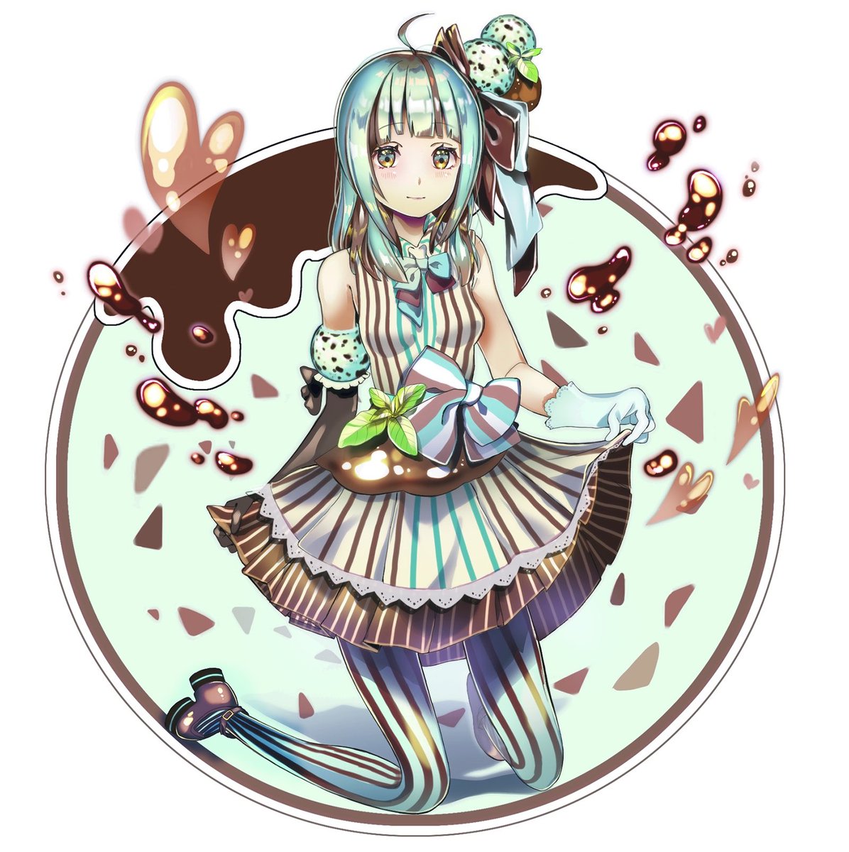 チョコミント加筆しましたヨ チョコ感up チョコミント 擬人化 奥谷とろのイラスト