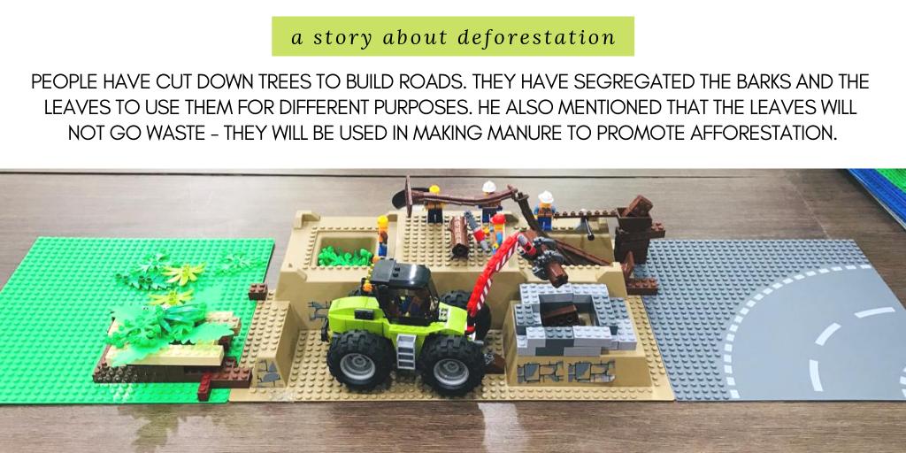 This is how a 7 years old kid absorbs from his surroundings and put it out as a story. It's surprising and equally alarming as to how our next generation will survive if we do not stop now.
#LEGO #WednesdayWisdom #Stories #growmoretrees
