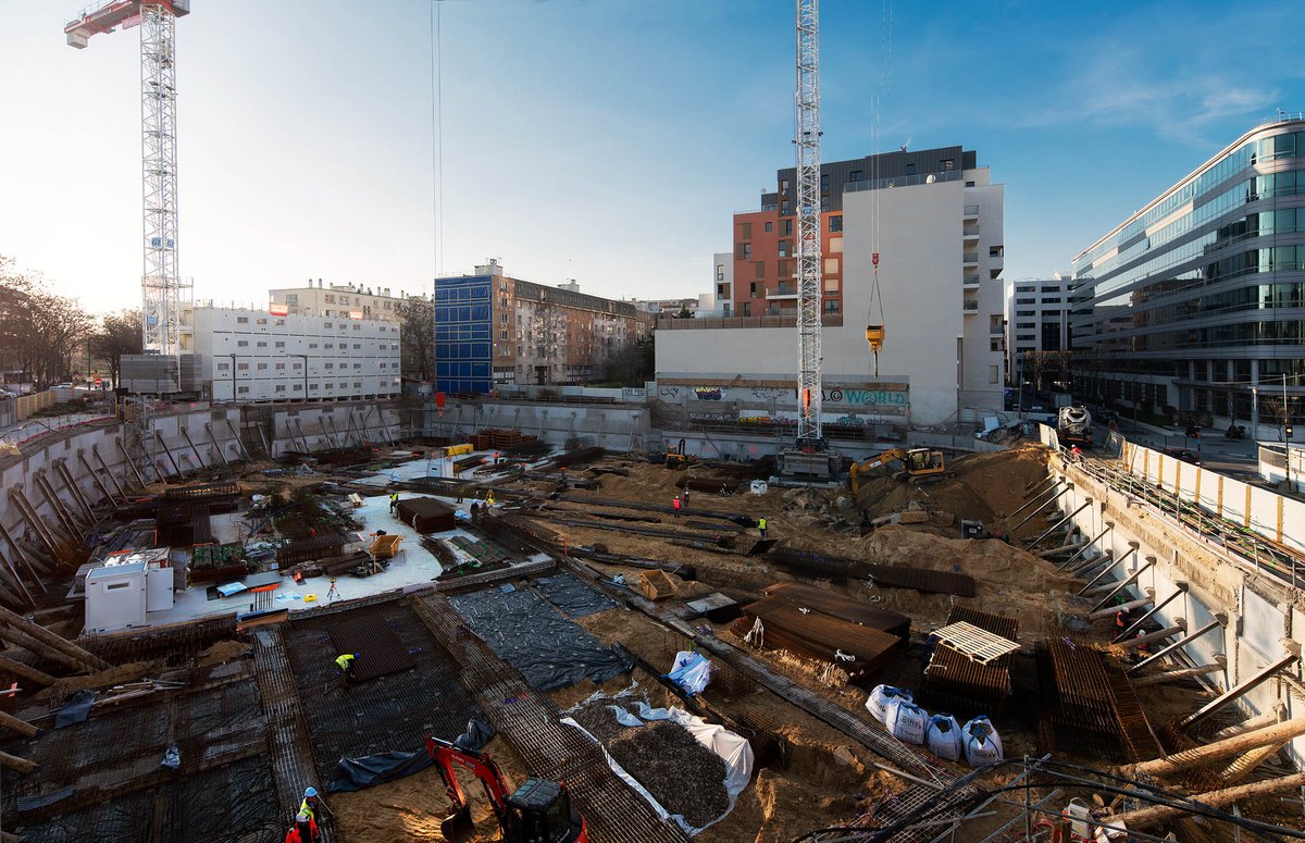 ConvergenceImmo's tweet photo. #Convergence pose les fondations du futur siège de #Danone à #Rueil-Malmaison : réalisation du radier composé de parties planes et de longrines, et terrassement pour préparer le fond de fouille. https://t.co/UpgWkjrEoa