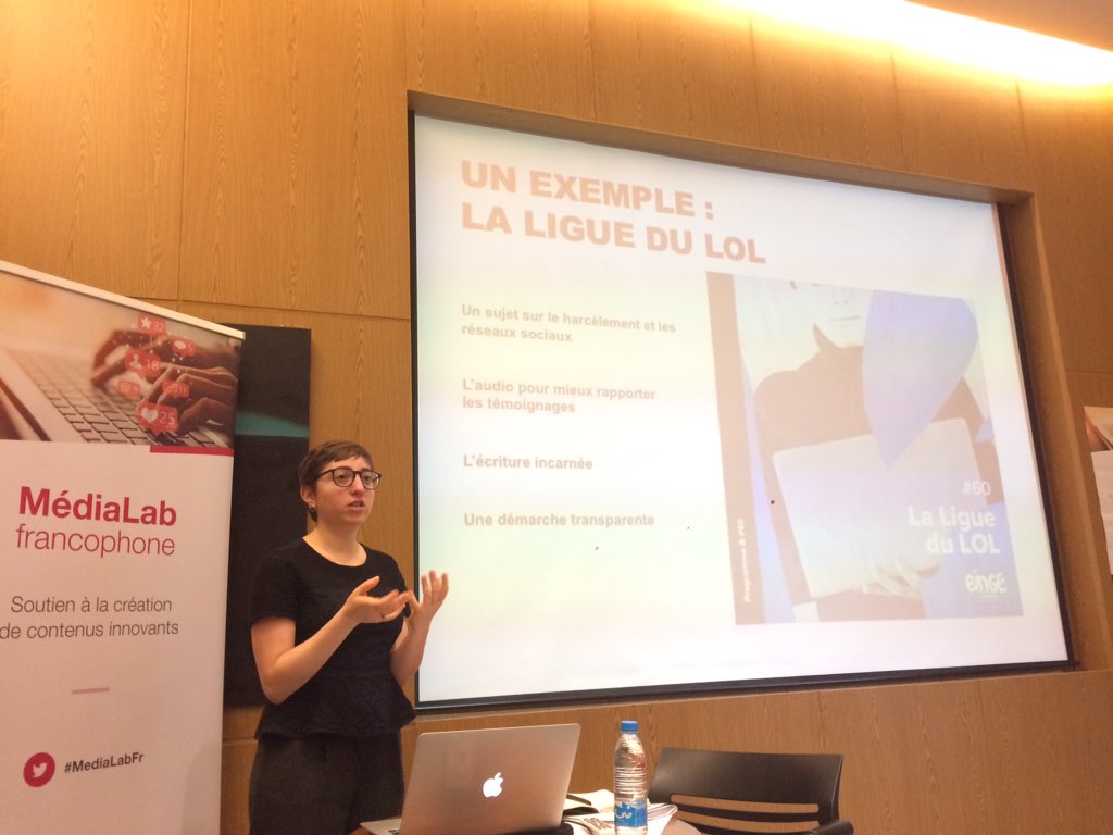 melindatrochu's tweet photo. La #LigueduLOL s'invite dans la présentation de @coco_dit à #MediaLabFr - "Comment traiter des sujets sensibles..." @CFImedias #medias https://t.co/JICWXAaitj
