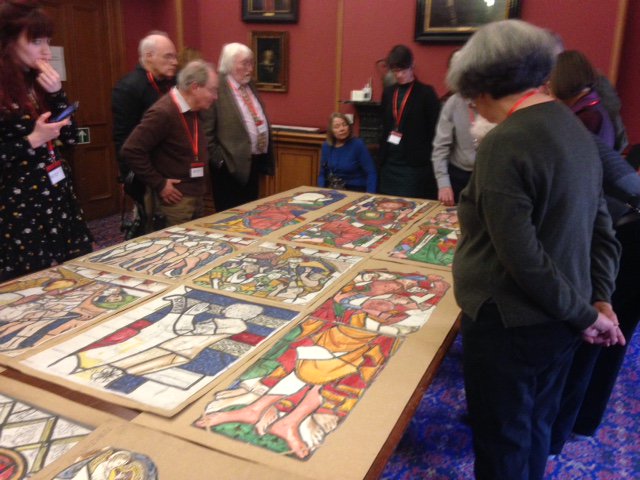 HolyWellGlass's tweet photo. Many thanks to @SocAntiquaries for an interesting #privateview this week; recently discovered #KempeandCo drawings used in the #restoration of #stainedglass #TewkesburyAbbey 1923. 44 #cartoons #C14th #quireclerestory #Windows by Rudolph Tanner #understanding the #medievalcraft https://t.co/y14tGex1v6