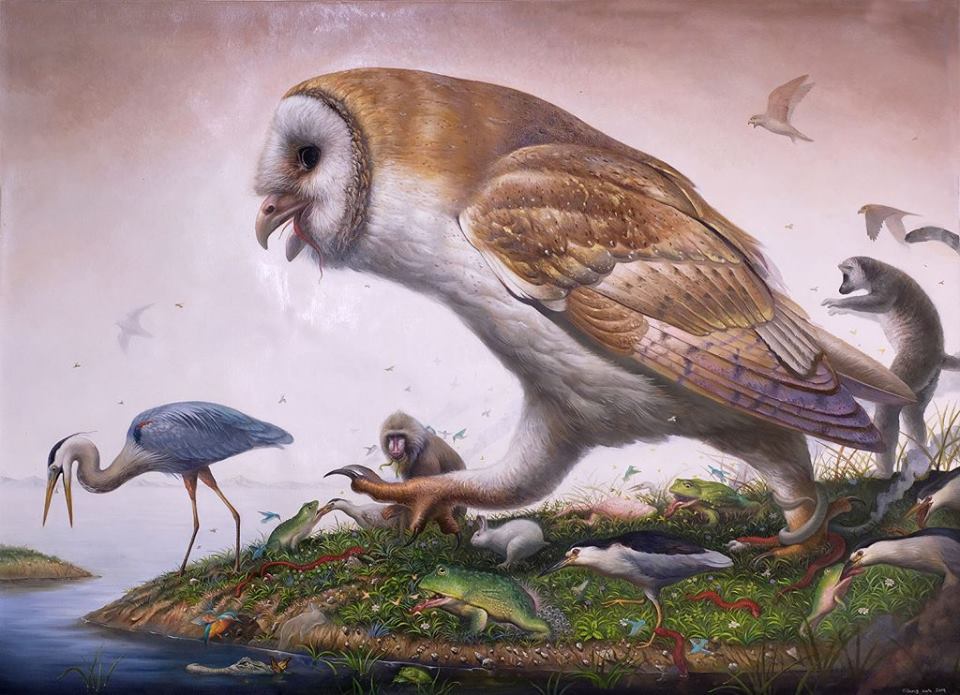 BeautifulBzarre's tweet image. Which is your favourite? I&apos;m blown away by @KISUNGKOH &apos;s new body of work &quot;Way of Life II&quot;, currently on view at @ThinkspaceArt 

#beautifulbizarre #KISUNGKOH #thinkspacegallery #wildlife #conservation #owl #polarbear #lamb #fox