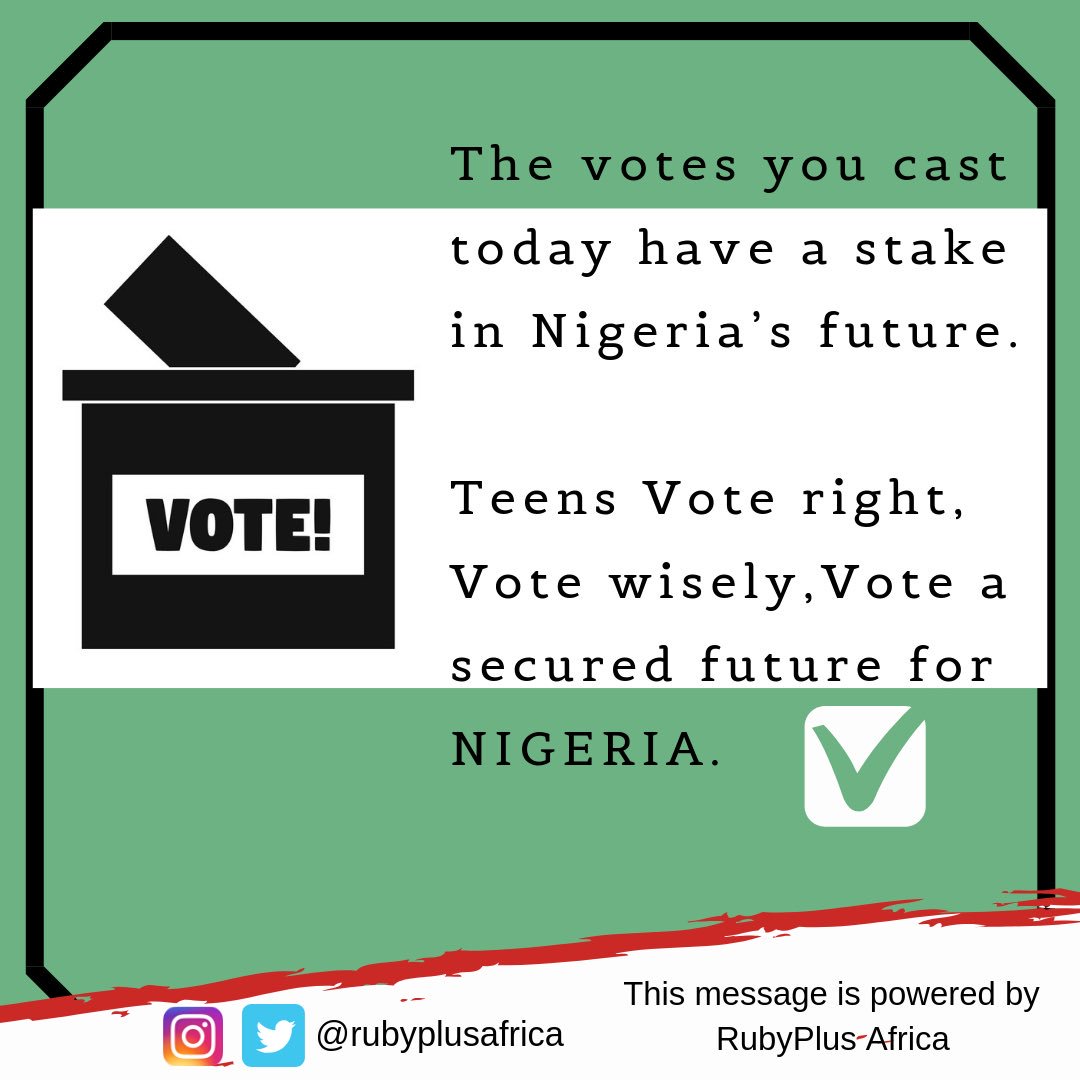 rubyplusafrica's tweet image. For the love of Nigeria, for the sake of the future. 🙏

#atiku2019 #buhari #nigeriadecides2019 #teengirl #teen #election #nigeria