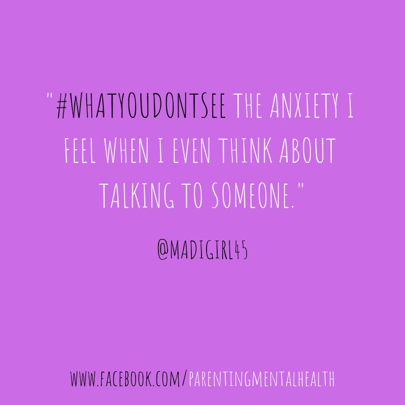 ParentingMH's tweet photo. #WhatYouDontSee is a hashtag that is allowing people who suffer from #MentalHealth issues to let others know what they are going through under the surface. We are here to support their message! #Anxiety #Depression https://t.co/vP89l03mjz