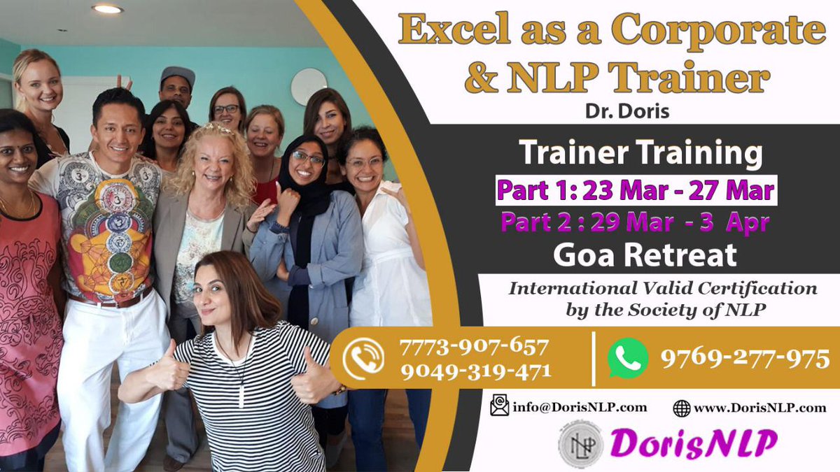 arpanadoris's tweet image. This is the most out of the box Trainer Training you can possibly receive. It will give you: bit.ly/2z7XGAp
#tt #trainertraining #trainer #training #nlp #EmotionalIntelligence #nlppractitioner #nlpcoaching #goa #drdoris #lifecoach  #corporatetraininginindia #tt2019