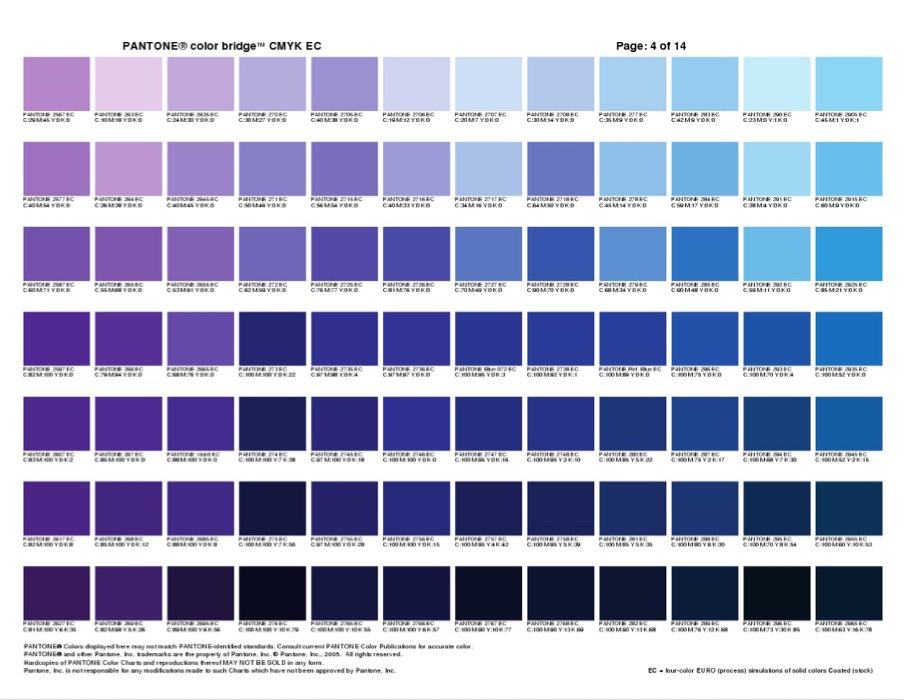 Pantone Colour Chart 2019