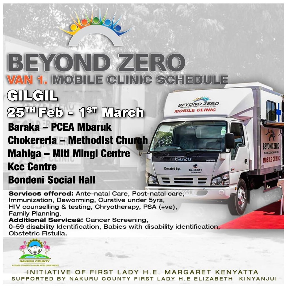 FirstLadyNakuru's tweet photo. The @BeyondZeroKenya schedule @GovLeeKinyanjui @FirstLadyKenya @NakuruCountyGov https://t.co/koHfQPdMnm
