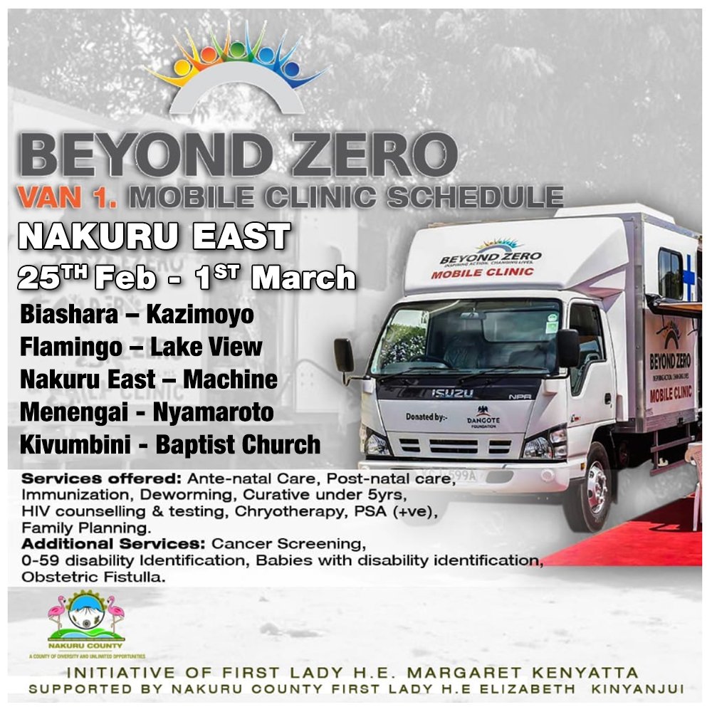 FirstLadyNakuru's tweet photo. The @BeyondZeroKenya schedule @GovLeeKinyanjui @FirstLadyKenya @NakuruCountyGov https://t.co/koHfQPdMnm
