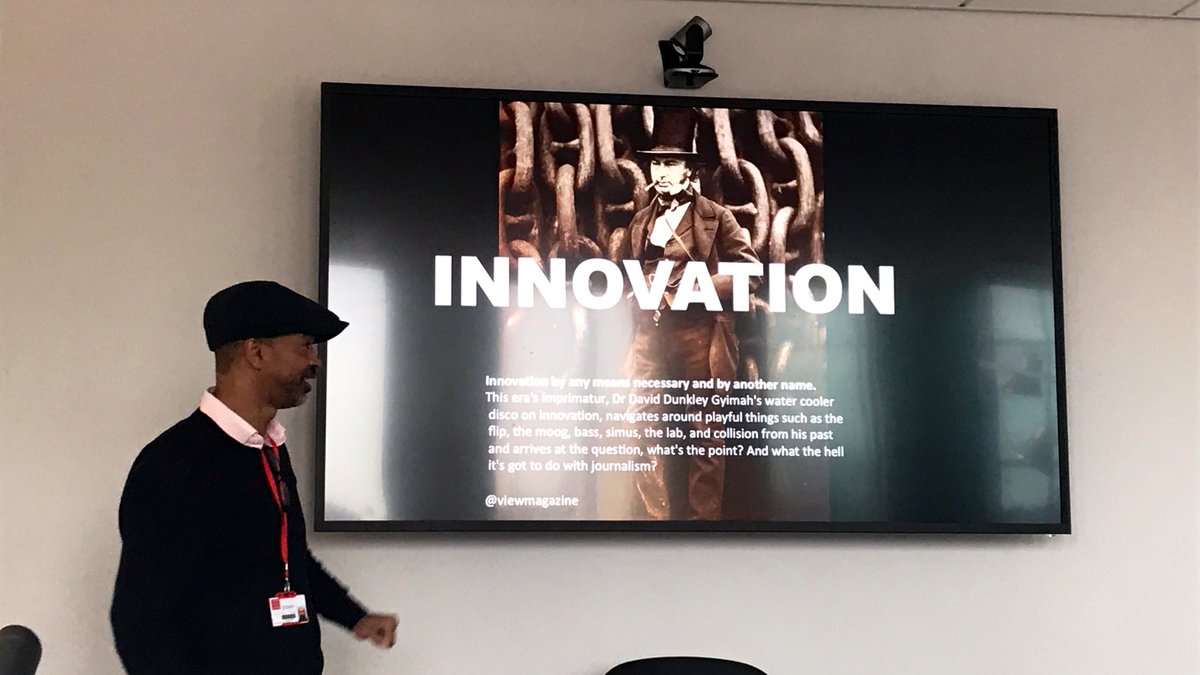Great to experience a water cooler disco on innovation in journalism from Dr David Dunkley Gyimah, new Senior Lecturer, International Journalism <a href="/CardiffJomec/">JOMEC @ Cardiff Uni</a> #CreativeClusters