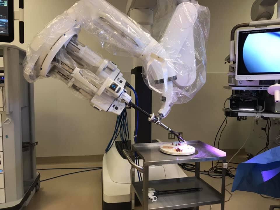 CalvinSHNg's tweet photo. My first experience with Da Vinci SPXi cavederic #wetlab #subcostal #lobectomy @dgonzalezrivas https://t.co/zLsizFi3r6