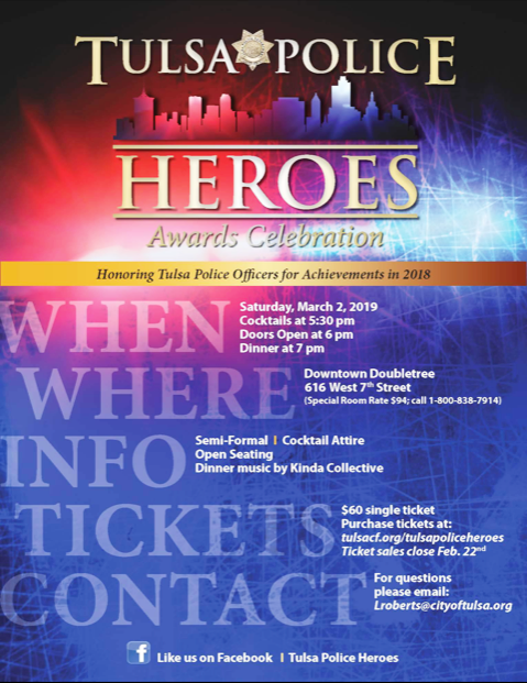 fopfcu's tweet photo. Celebrate our Tulsa Police Heroes! This is sure to be a wonderful evening and a chance to honor those who serve and protect. Buy your tickets now @ https://t.co/NncSzD9HqQ https://t.co/IqBgGQhcPp