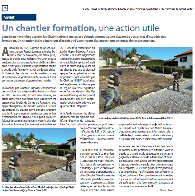 PetitesAffich64's tweet photo. Réhabilitation d'un square à @VilleAnglet, un chantier générateur d'espoir
#formation #anglet #INSUP aquitaine @claudeolive @NvelleAquitaine https://t.co/2aFIDPTXpn