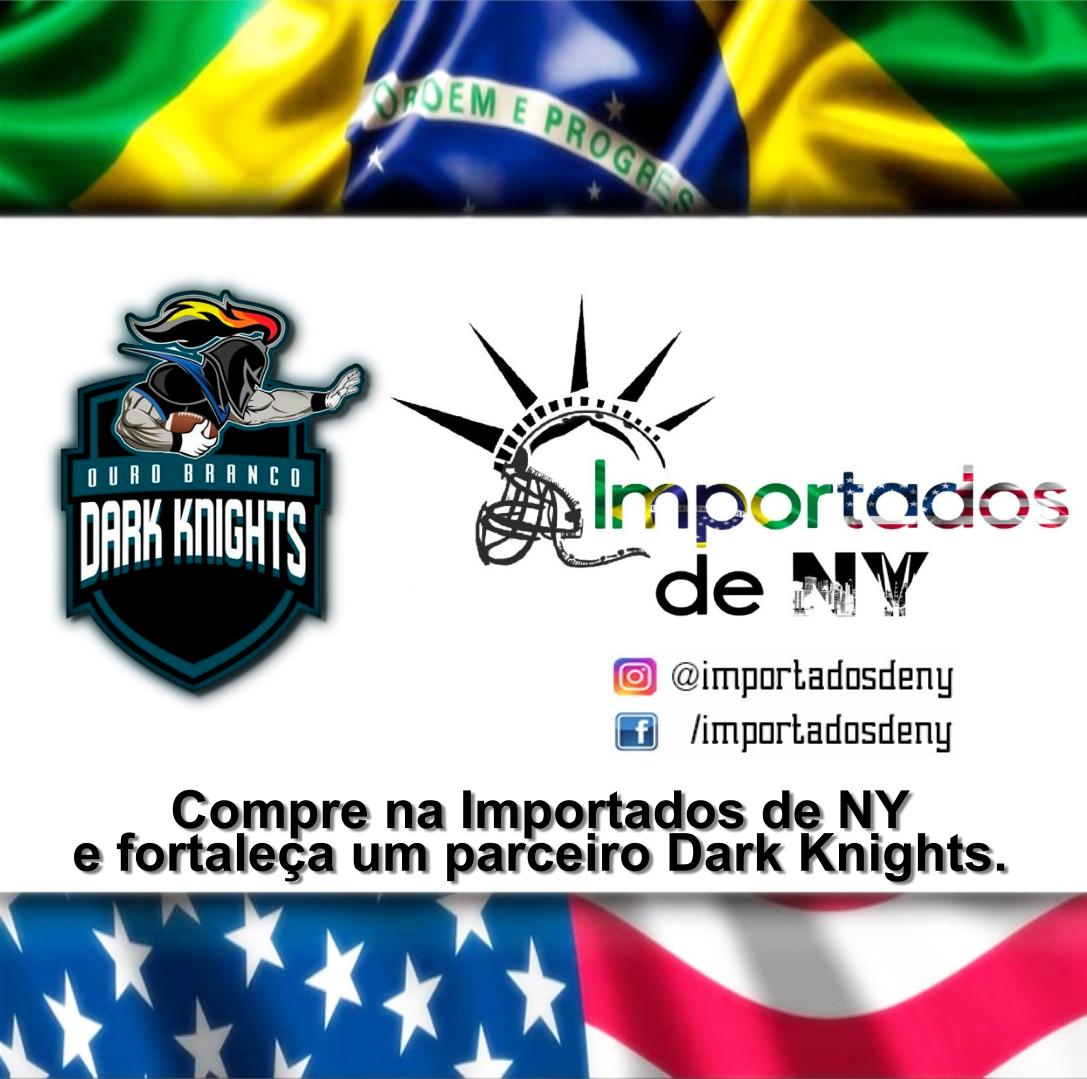 Nova parceria da Associação Dark Knights, englobando o time masculino Dark Knights e o feminino Cherries Bomb, com a loja Importados de NY, que fica em BH e vende também online #Flag #FutebolAmericano #FABR #MinasTemFA #GoDark #HelloCherrie #HelloBomb #ImportadosdeNY #Parceria