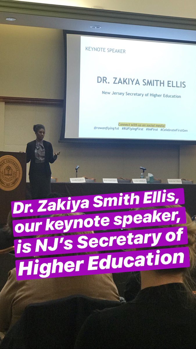 RowanFlying1st's tweet image. We’re so happy to welcome our keynote speaker, NJ Secretary of Higher Education, Dr. Zakiya Smith Ellis! #RUFlyingFirst #ImFirst #CelebrateFirstGen #RowanPROUD