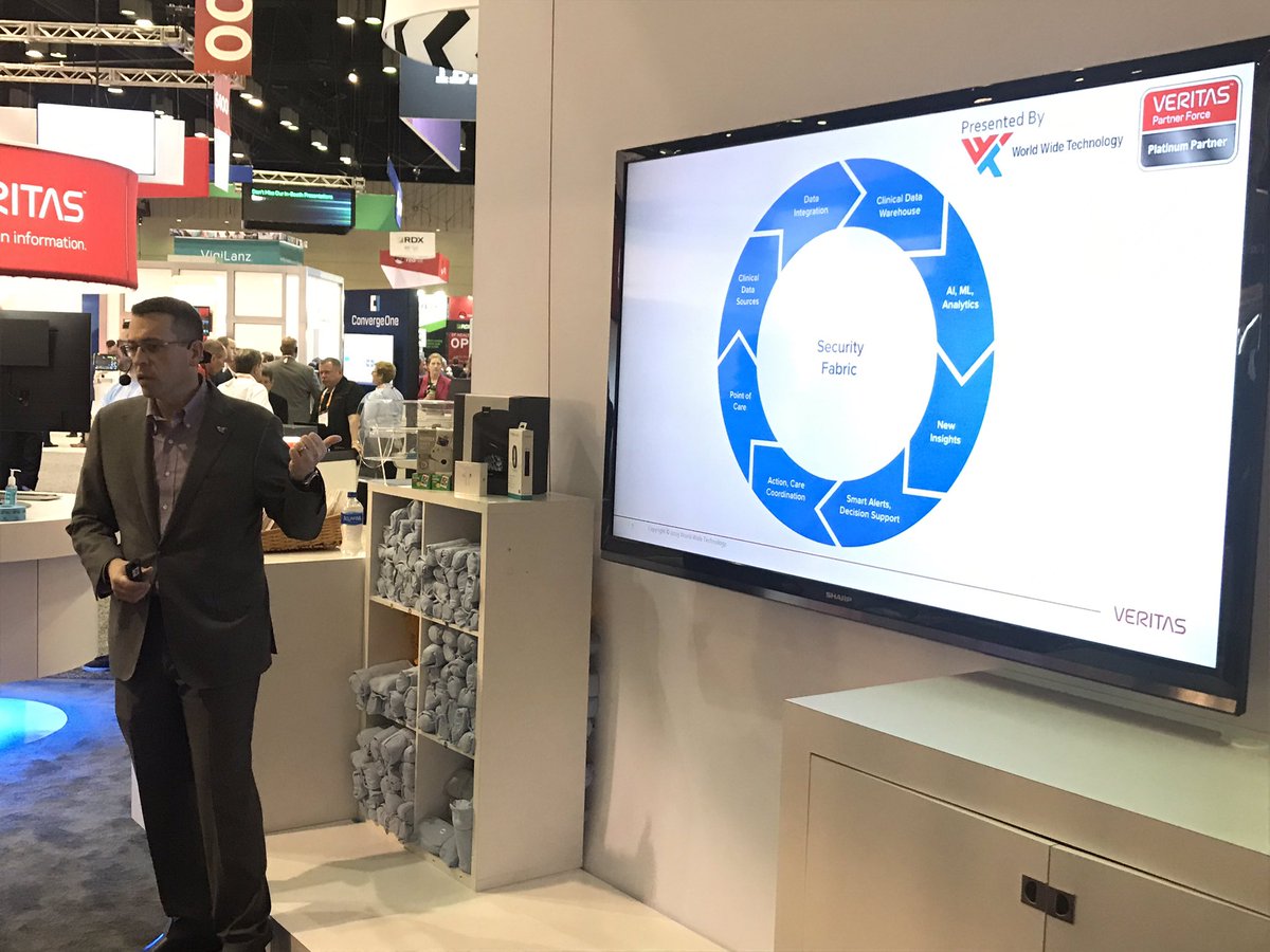 wwt_MattMatter's tweet photo. Great presentation by @JustinCollierMD at the Veritas booth during the @HIMSS conference. #HIMSS19 #ImprovingHealthcareTogether @veritastechllc @wwt_inc https://t.co/zRIj3bAqNB