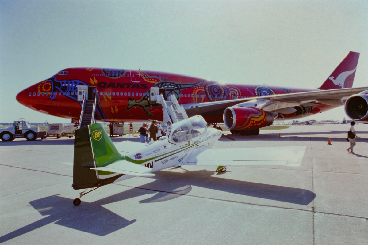 vincevitrano's tweet photo. Cool news from @EAA this morning. AirVenture 2019 will celebrate 50th anniversary of the @Boeing 747. Multiple aircraft expected to visit. Couple pics from past 747 stops in Oshkosh. https://t.co/U1HeW5wy4Y