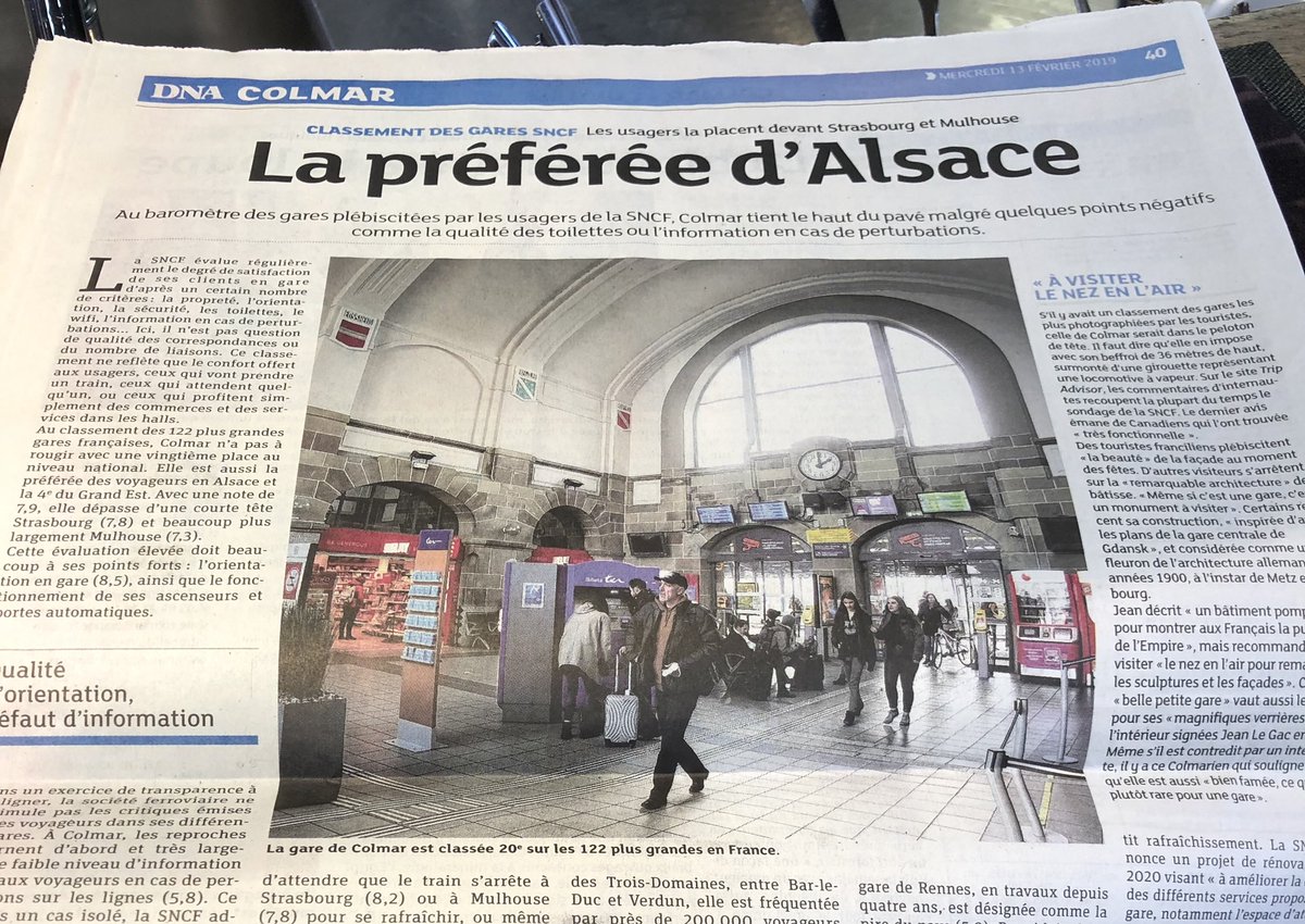 PhilippeLeuzy's tweet image. À Colmar même la gare est bien classée. 
20ème sur 122 au plan National et 1ère en Alsace devant Strasbourg et Mulhouse !!! 🏆
#ColmarandYou