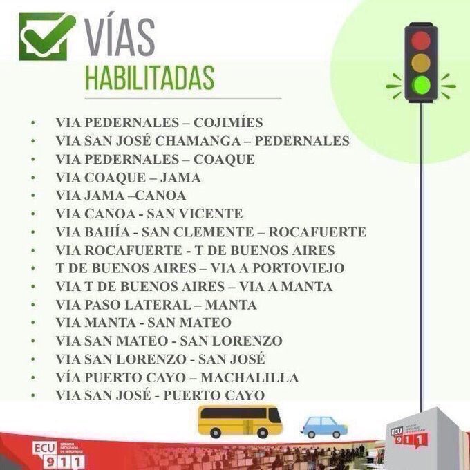 ECU911PVO's tweet photo. Mediante #VideovigilanciaECU911 mantenemos monitoreo permanente por su seguridad a las diferentes vías de #Manabí, las cuales se encuentran habilitadas con normalidad. 
 #VíasECU911 https://t.co/D4Tt1jksWk
