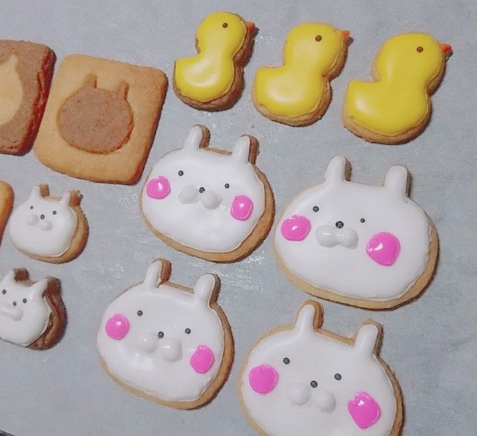 maysyk's tweet photo. うさまるアイシングクッキーを作ったよ(  ๑•̀ω•́๑)

オマケにフロランタンも https://t.co/bSPf7lZliI