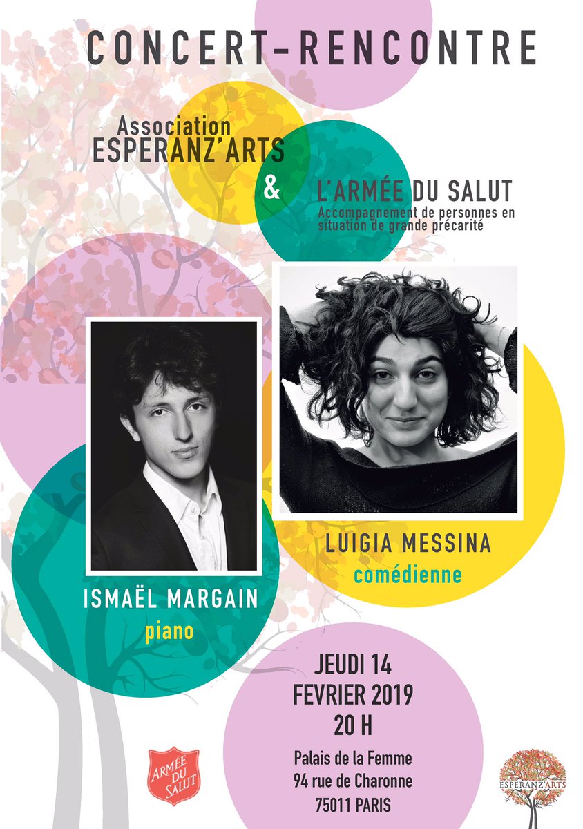 EsperanzArts's tweet photo. Théâtre et musique pour le #concertrencontre @EsperanzArts de demain, avec @IsmaelMargain et #LuigiaMessina au Palais de la Femme, pour des femmes en grande précarité. 🎭🎶✨ Avec @ArmeeduSalut #ArtsForAll #artspourtous https://t.co/4hx8P8H1jr
